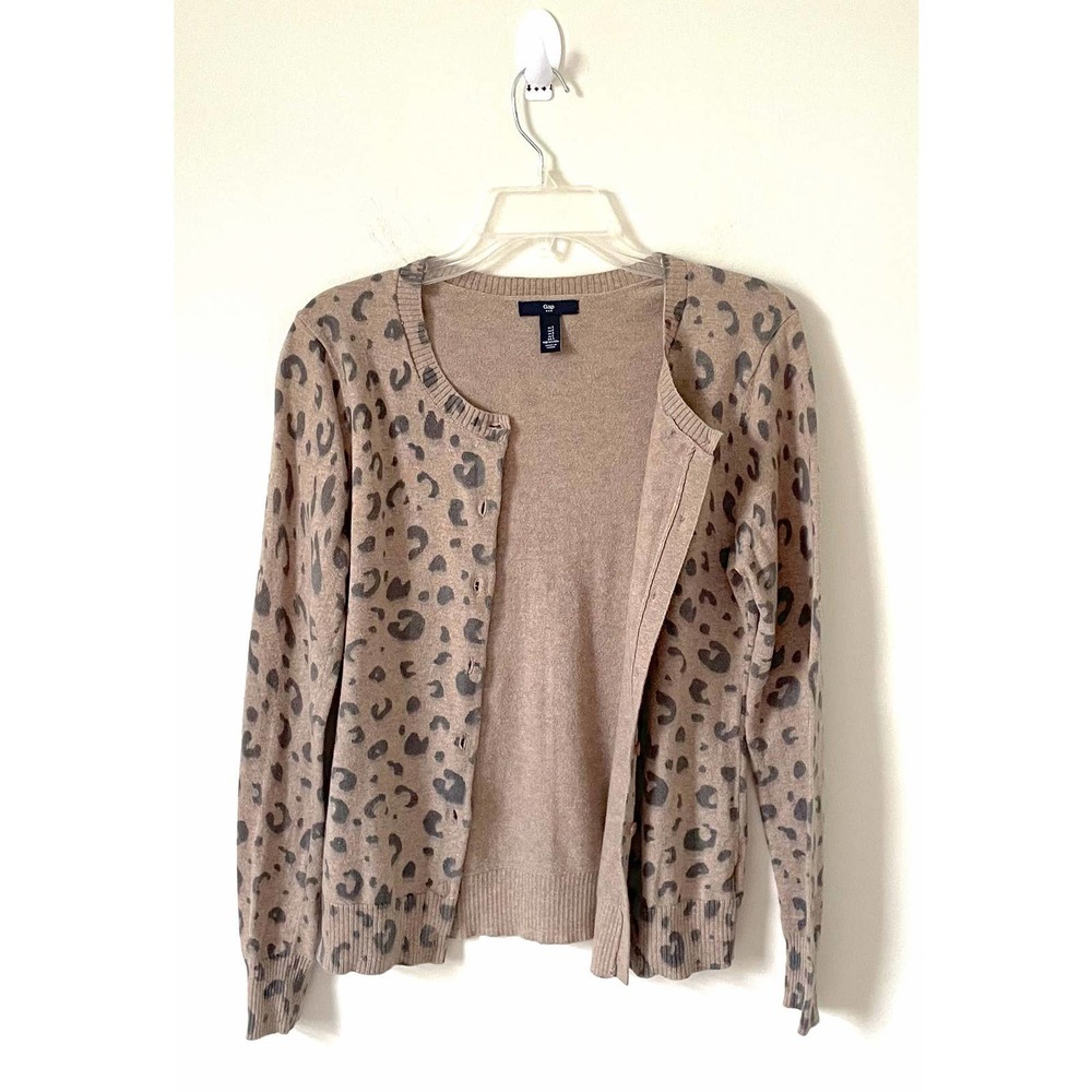 GAP Leopard Print Cardigan - Tan and Black - Picture 5 of 6